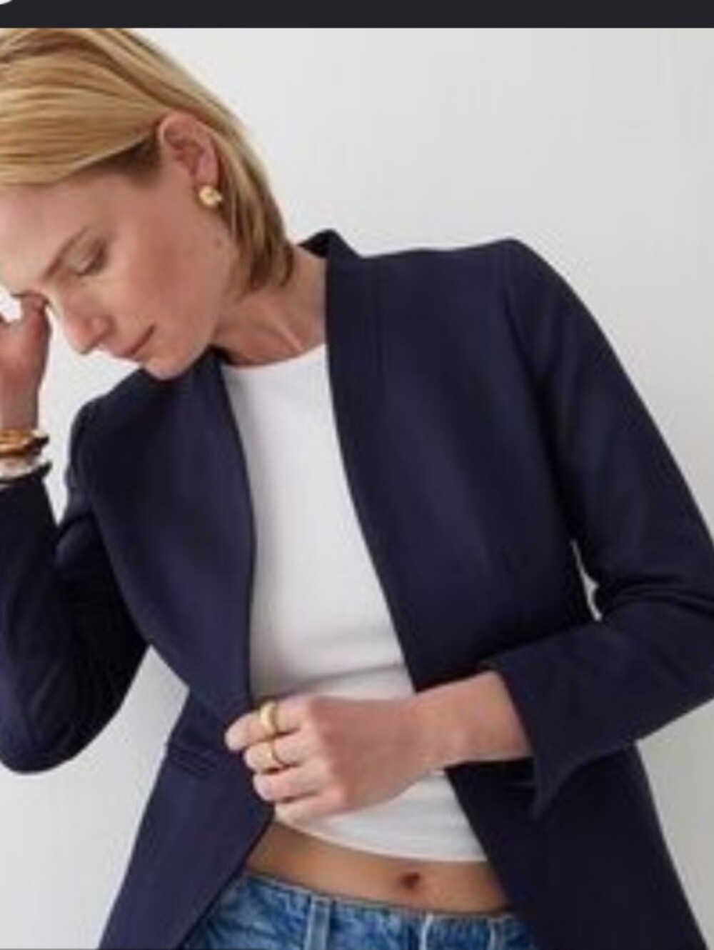 J. Crew Linen Collarless Blazer